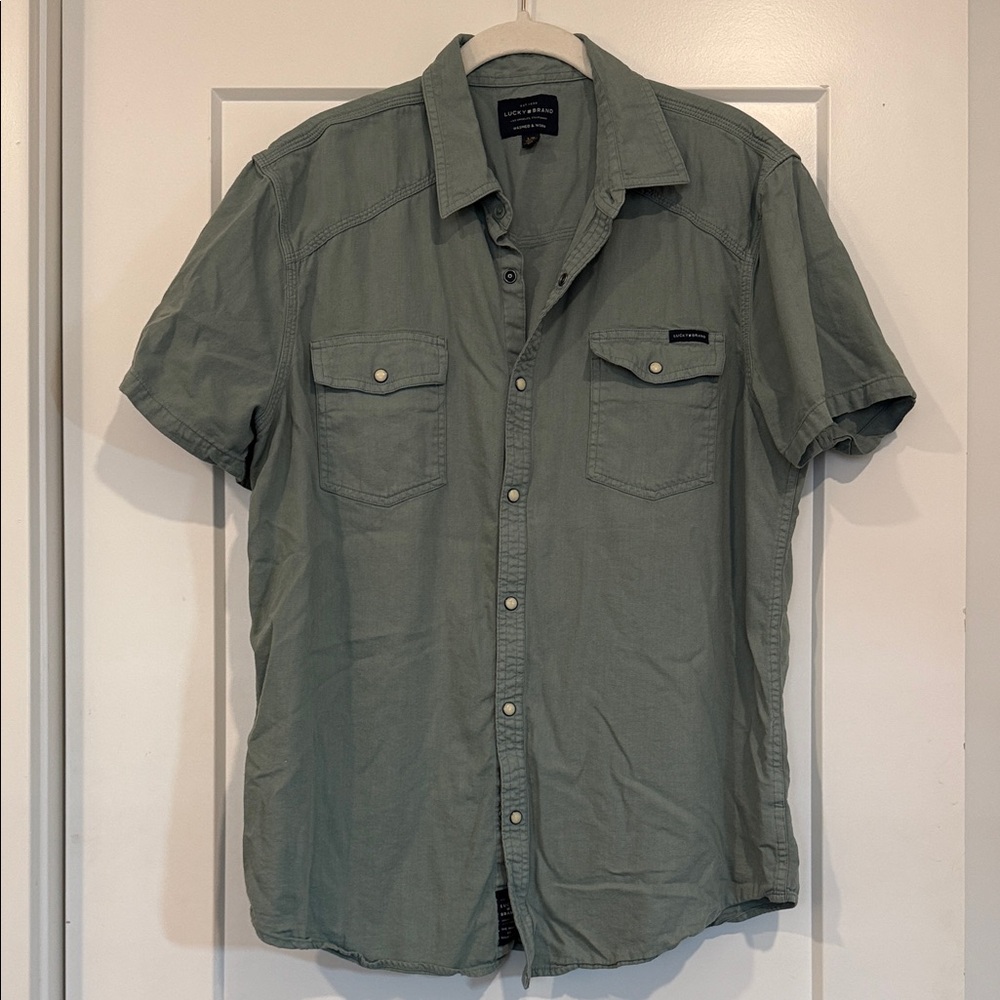 Lucky Brand Sage Green Casual Button-Down Shirt